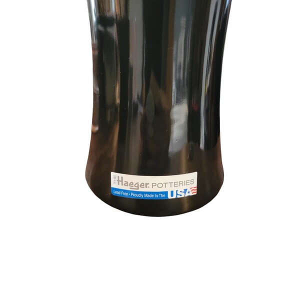 NEW Vintage 12" Haeger Glossy Black Vase Modernist Deco - Picture 3 of 5